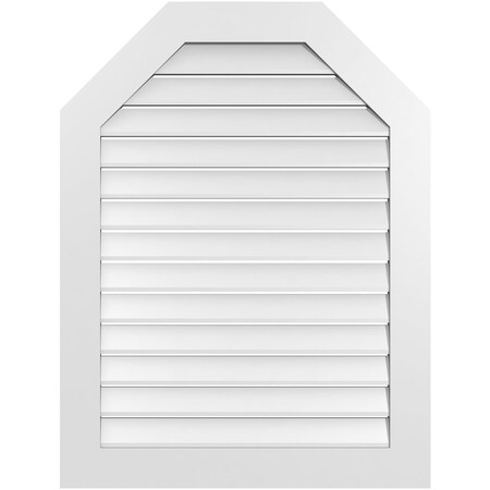 Ekena Millwork Octagonal Top Surface Mount PVC Gable Vent: Functional, w/ 3-1/2"W x 1"P Standard Frame, 32"W x 42"H GVPOT32X4201SF